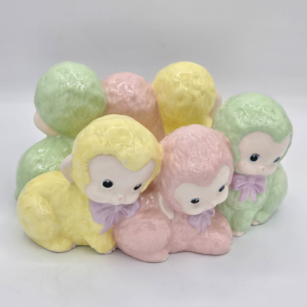 Vintage Pastel Lamb Decor Center Piece Nursery Decor Collectible Ceramic